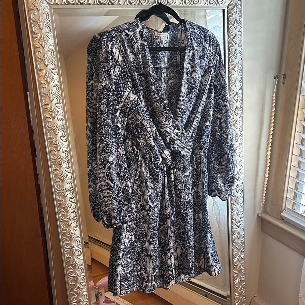 Blue and White Patterned Dress